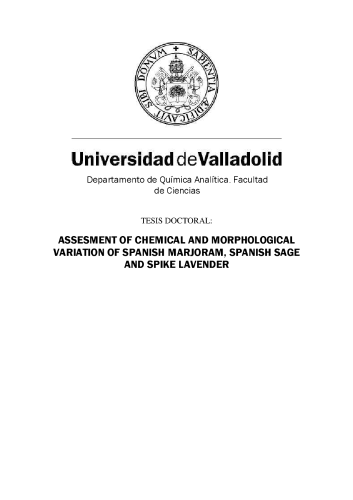 ASSESMENT OF CHEMICAL AND MORPHOLOGICAL VARIATION OF SPANISH MARJORAM, SPANISH SAGE AND SPIKE LAVENDER